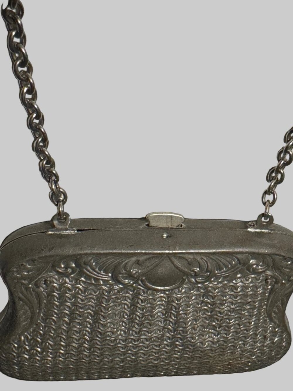 Rare Vintage Edwardian Faux Mesh Coin Purse Silver Metal Art Nouveau 1910s - Picture 4 of 4